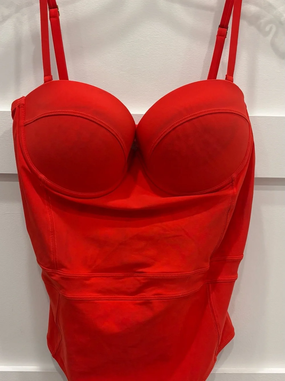Tory Burch Lipsi Red Solid Color Retro Swimsuit with Underwire Bust